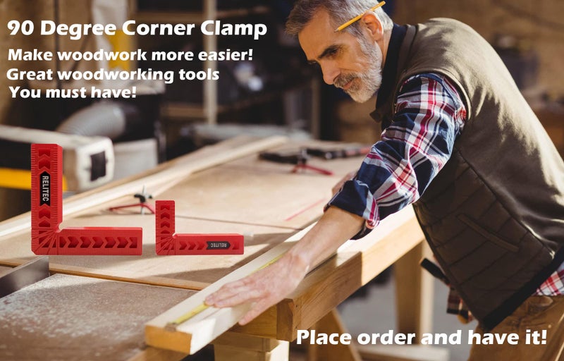 Relitec R 90 Degree Corner Clamp Clamping Squares Woodworking Tools Positioning Squares Right Angle Clamp Wood Clamps for Gluing Cabinets Picture Frames or Drawers Set of 8ï¼ˆ3" 4"ï¼‰ - Image 5